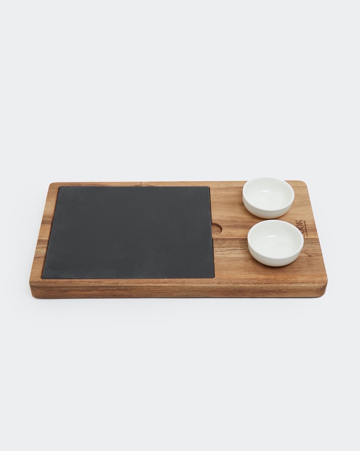 Slate and Wood Serving Board with Bowls + Reviews