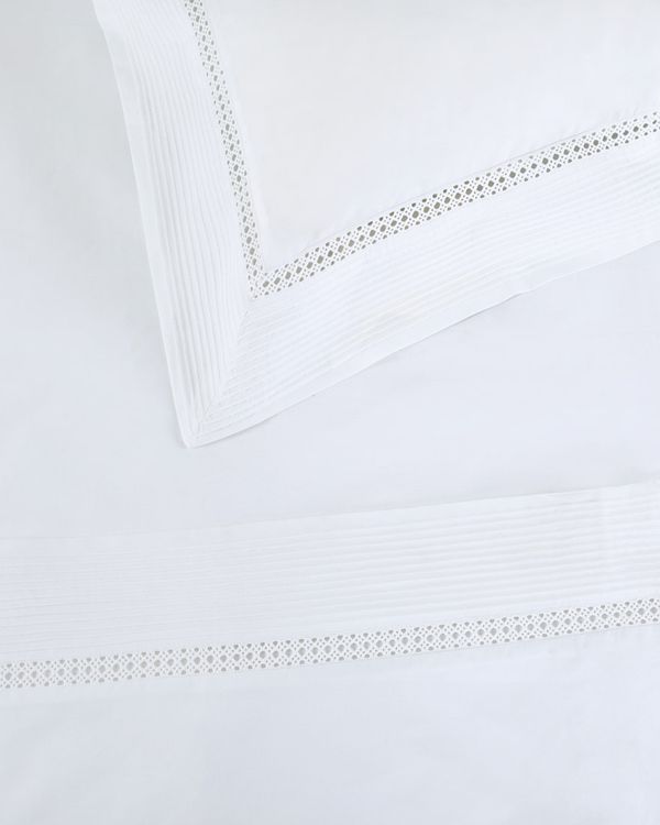 Francis Brennan the Collection White Lattice Pintuck Flat Sheet