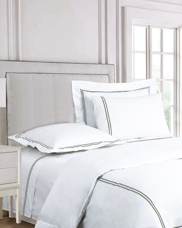 Francis Brennan the Collection Sage Double Stripe Flat Sheet