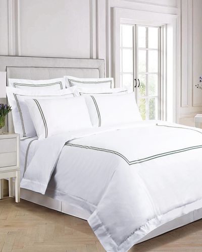 Francis Brennan the Collection Sage Double Stripe Duvet Cover thumbnail