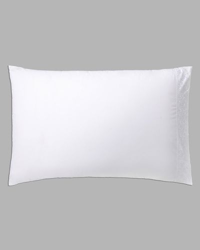 Francis Brennan the Collection White Embroidered Leaf Housewife Pillowcase thumbnail