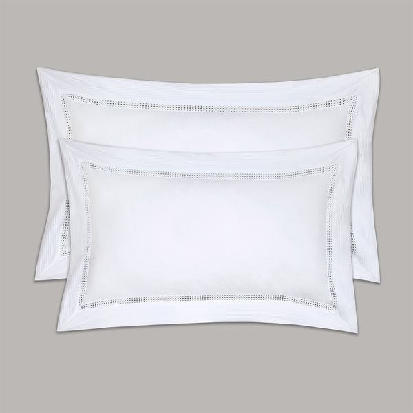 Francis Brennan the Collection White Pintuck Lattice King Oxford Pillowcase