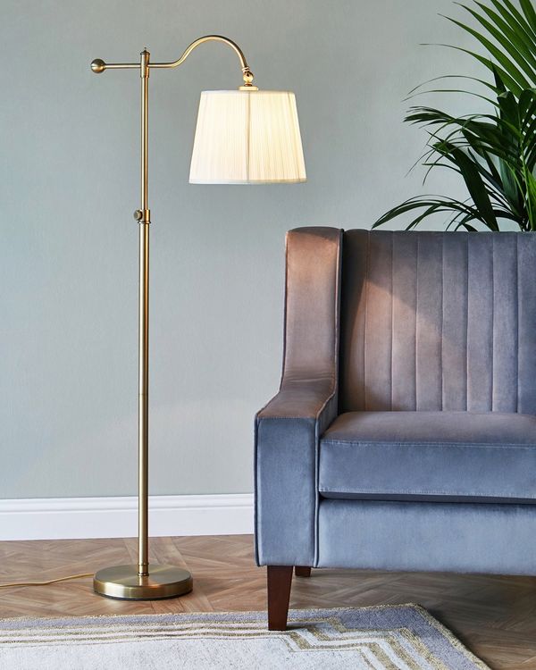 Francis Brennan the Collection Gold Floor Lamp With Silk Shade