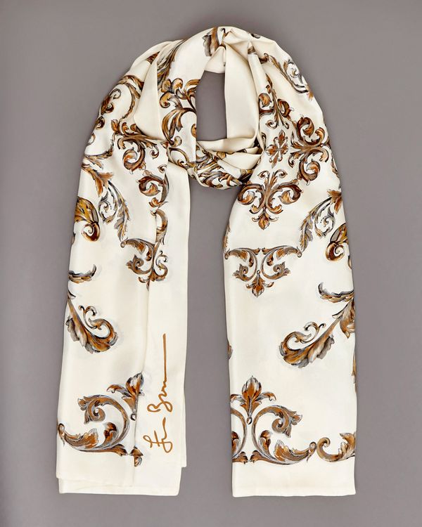 Francis Brennan the Collection Ivory Baroque Silk Scarf