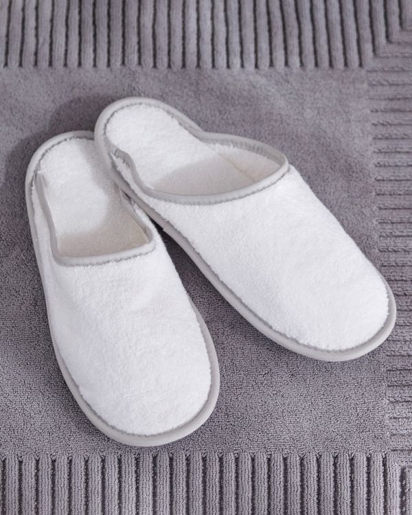 Francis Brennan the Collection White Luxury Terry Hotel Slippers