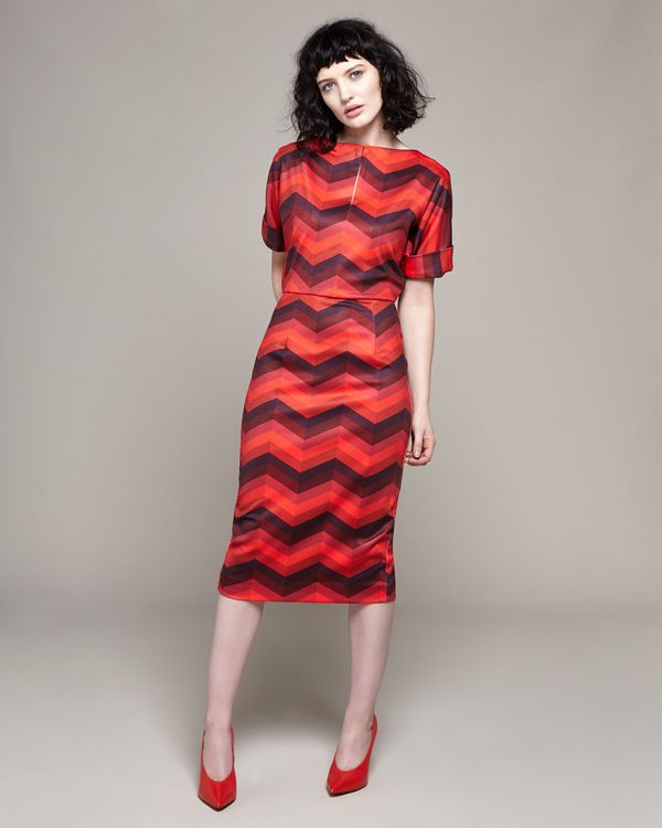 Lennon Courtney at Dunnes Stores Red Stripe Batwing Dress