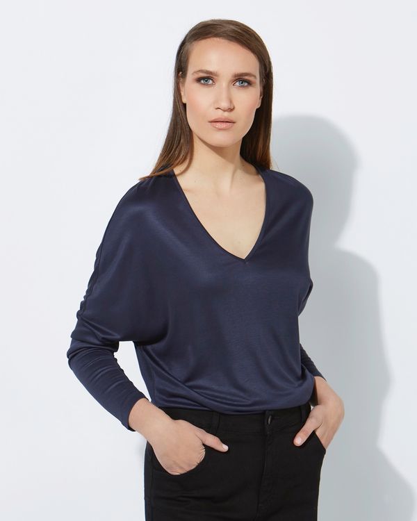 Lennon Courtney at Dunnes Stores Lauren Navy Batwing Top