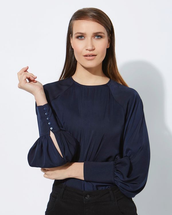 Lennon Courtney at Dunnes Stores Navy Milano Satin Top