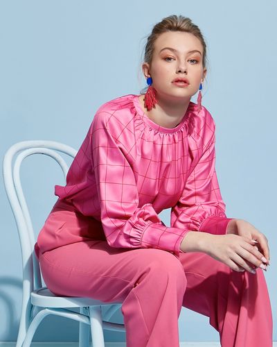 Lennon Courtney at Dunnes Stores Pink Check Blouse thumbnail