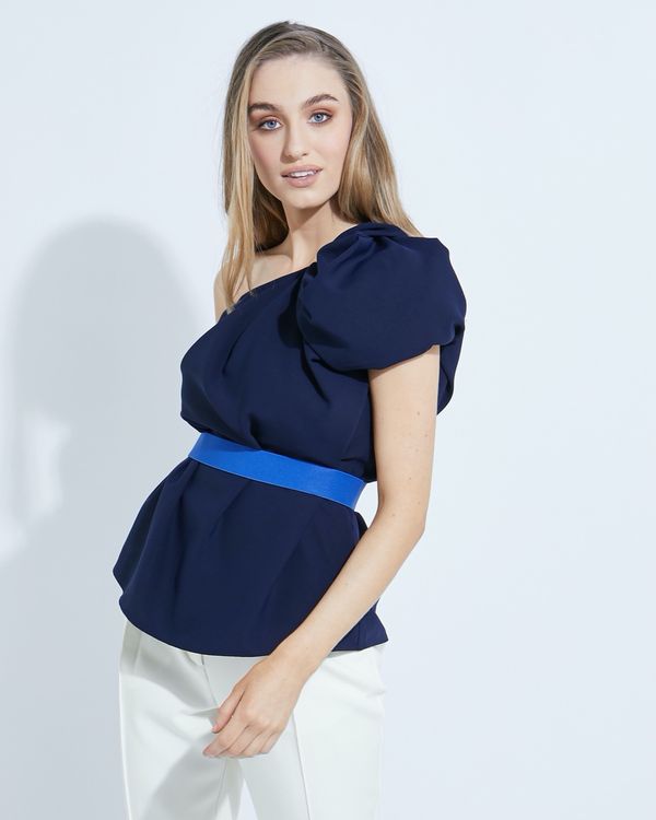 Lennon Courtney at Dunnes Stores Navy One Shoulder Top