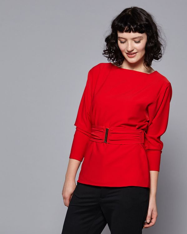 Lennon Courtney at Dunnes Stores Red Belted Top