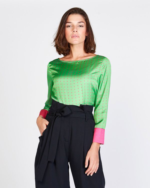 Lennon Courtney at Dunnes Stores Green Dot Print Top