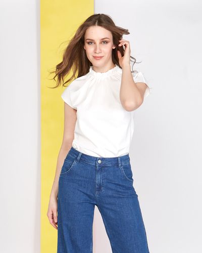 Lennon Courtney at Dunnes Stores White Ruffle Collar Top thumbnail