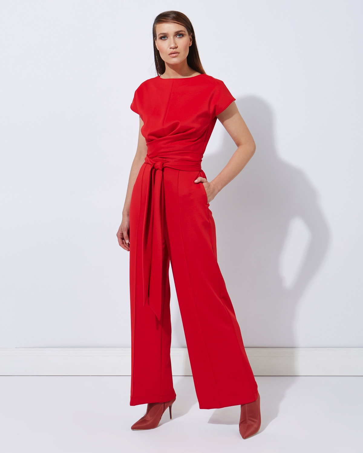 Dunnes Stores | Red Lennon Courtney at Dunnes Stores Red Tie Front Jumpsuit