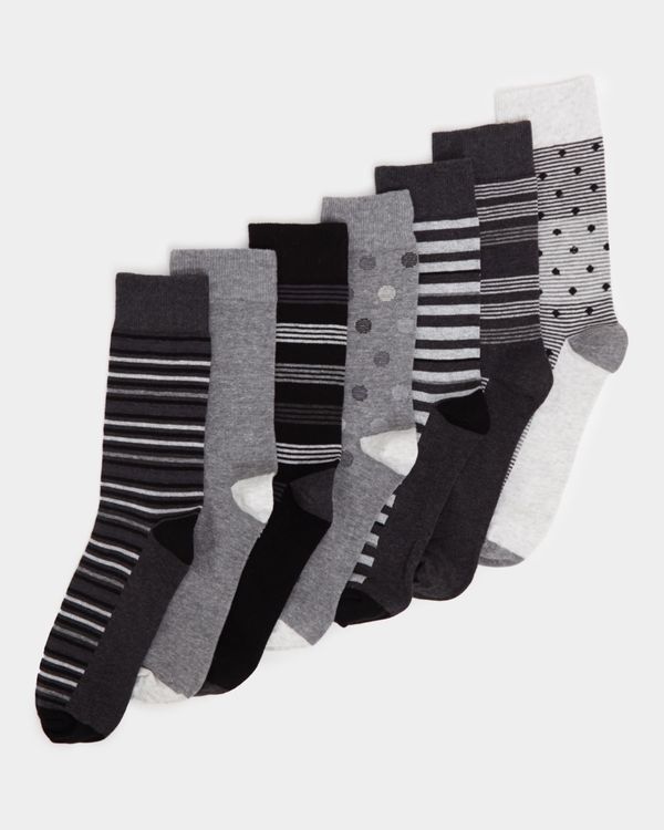 Dunnes Stores | Black Design Socks - Pack Of 7