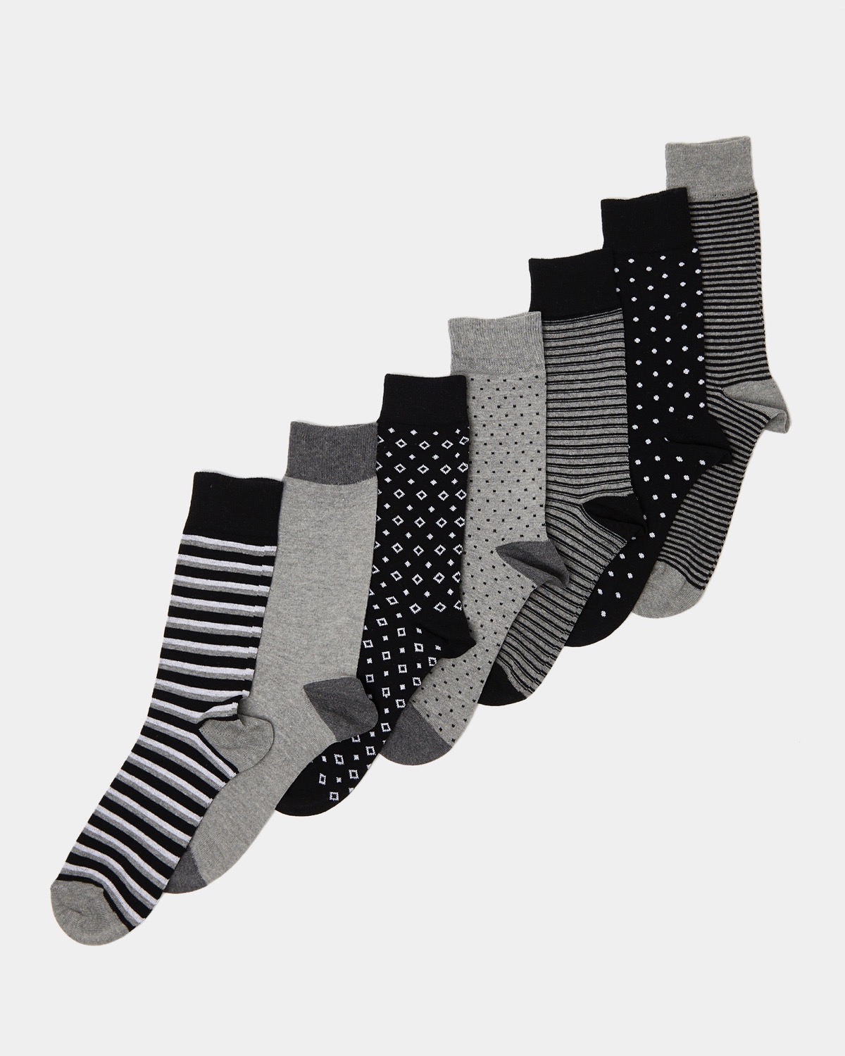 Dunnes Stores | Charcoal Design Socks - Pack Of 7