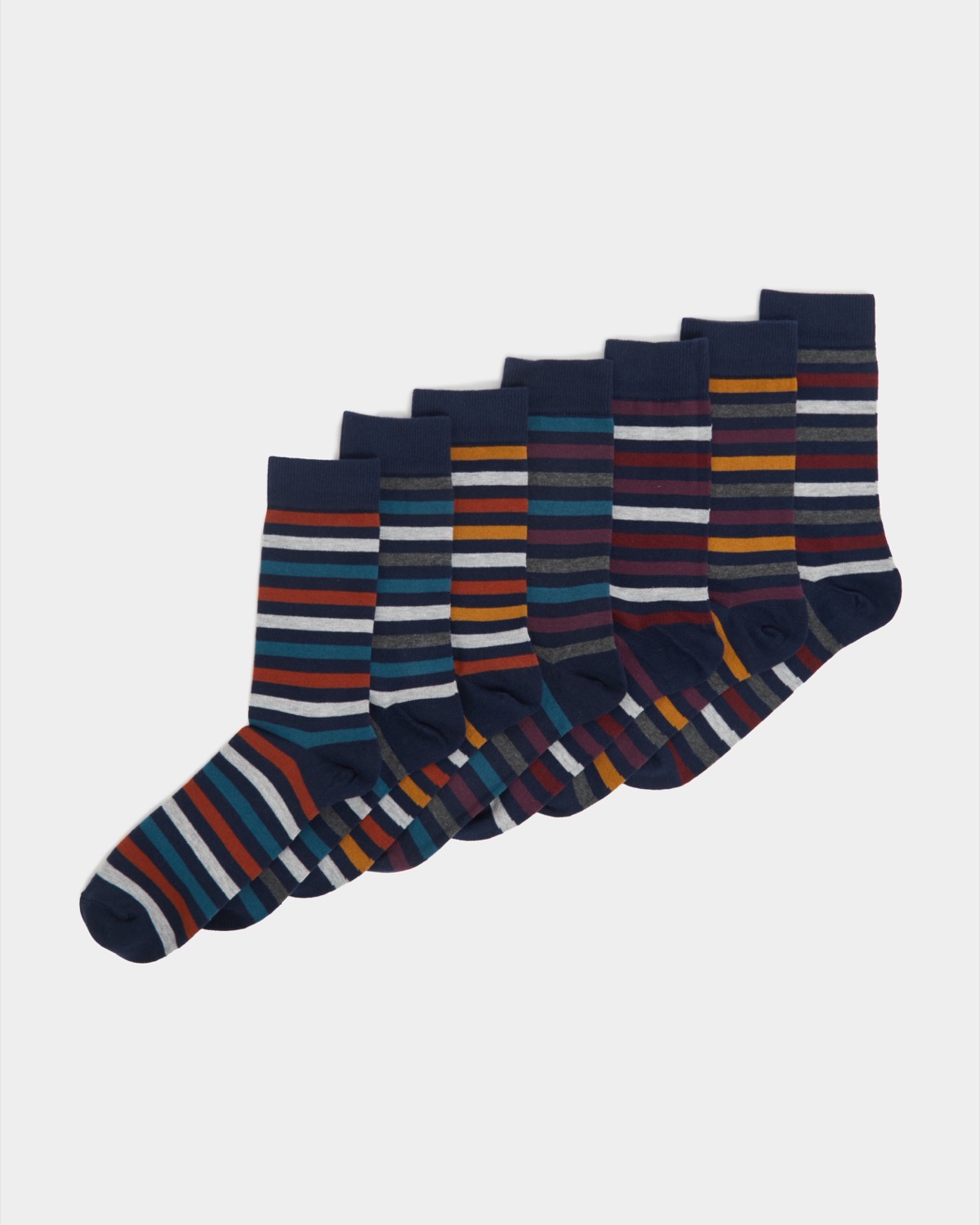 Dunnes Stores | Multi-stripe Design Socks - Pack Of 7