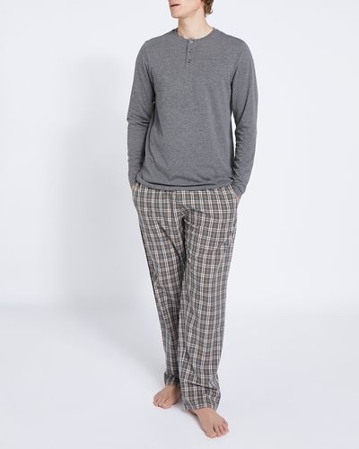 Long-Sleeved Woven Lounge Pyjama Set thumbnail