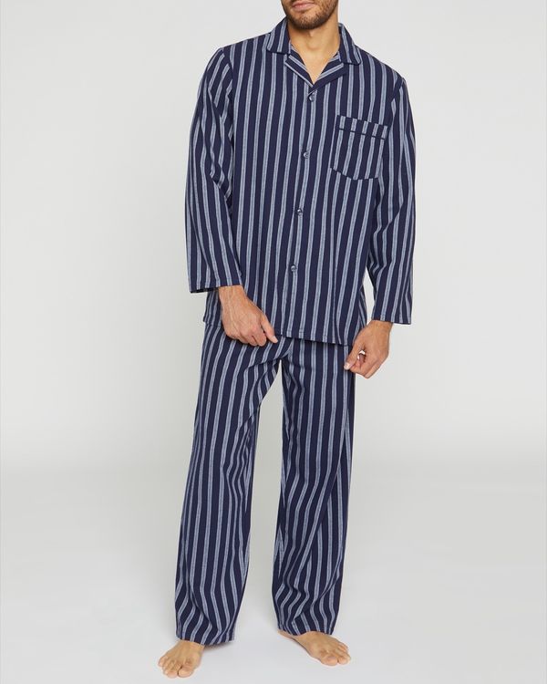 Dunnes Stores | Multi-stripe Pure Cotton Stripe Flannel Pyjama Set