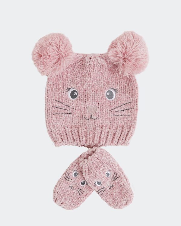 Chenille Novelty Hat And Mittens Set (3 months-3 years)