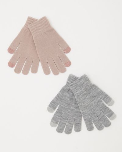 Ribbed Knitted Touchscreen Gloves - Pack Of 2 thumbnail