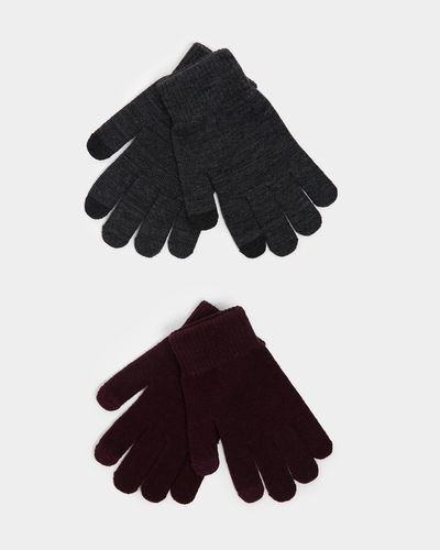 Ribbed Knitted Touchscreen Gloves - Pack Of 2 thumbnail