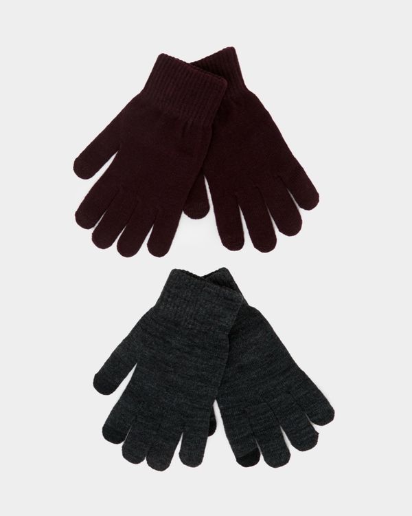 Ribbed Knitted Touchscreen Gloves - Pack Of 2