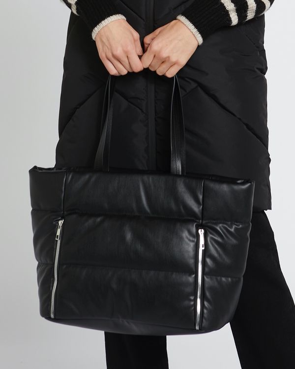 Dunnes Stores | Black Faux Leather Padded Tote Bag