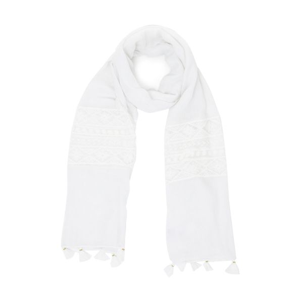 Lace Border And Tassel Scarf