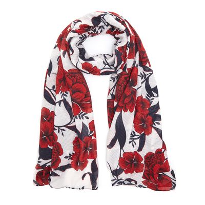 Red Floral Print Scarf thumbnail