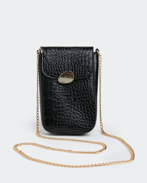 Dunnes Stores | Black Croc Phone Wallet Bag