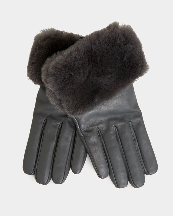 Gallery Faux Fur Leather Gloves