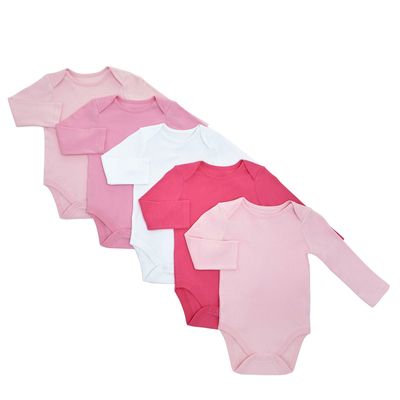 Girls Solid Long Sleeve Bodysuits - Pack Of 5 thumbnail