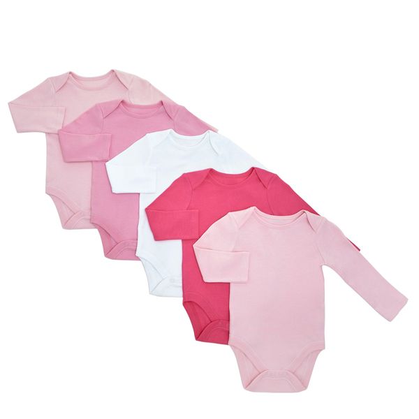 Girls Solid Long Sleeve Bodysuits - Pack Of 5