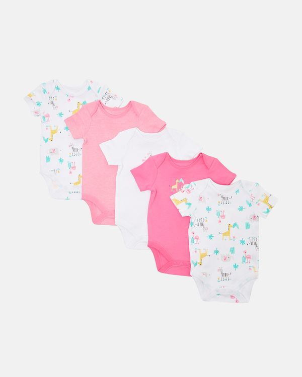 Girls Tropical Bodysuits - Pack Of 5 (0 months-3 years)