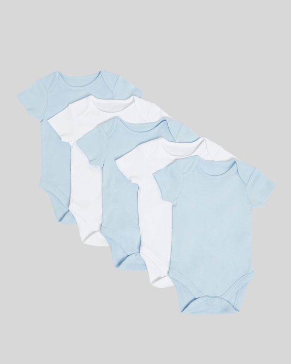 Blue Bodysuits - Pack of 5, Newborn-9 months