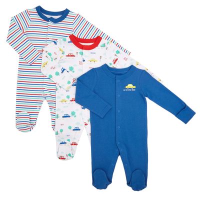 Boys Printed Sleepsuits - Pack Of 3 thumbnail