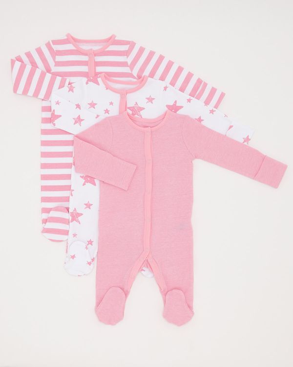 Girls Star Sleepsuit - Pack Of 3 (0-23 months)