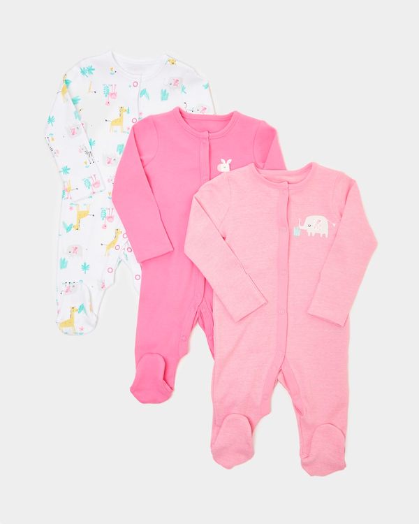 Girls Tropical Sleepsuits - Pack Of 3 (0-23 months)