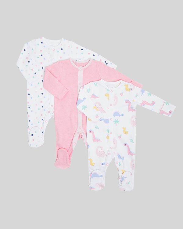 Dino Sleepsuit - Pack Of 3 (Newborn-23 months)