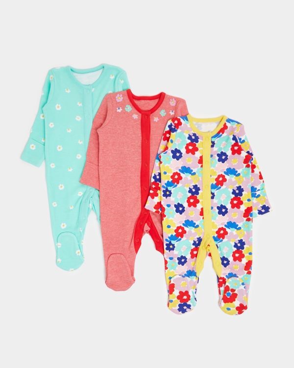 Flower Baby Sleepsuit - Pack Of 3 - (Newborn-23 Months)