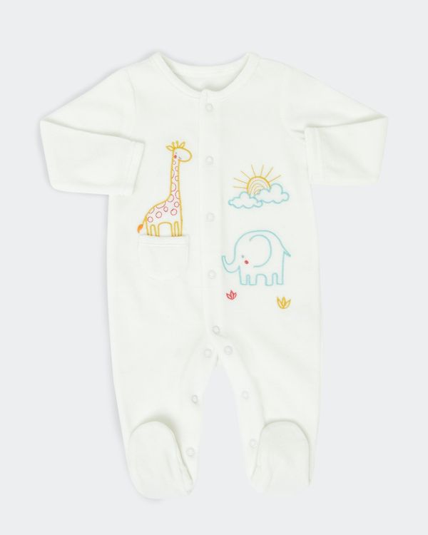 Giraffe Velour Sleepsuit (Newborn-6 months)