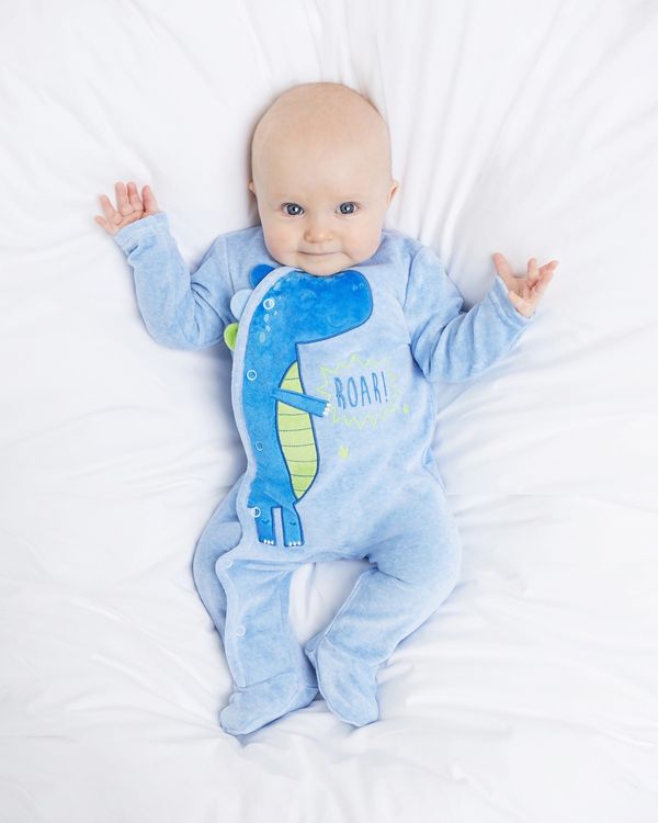Dino Velour Sleepsuit (Newborn-12 months)