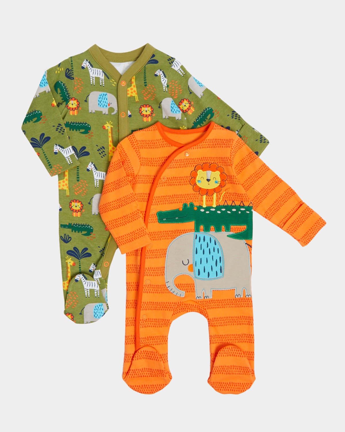 Dunnes Stores | Multi Animal Sleepsuit - Pack Of 2 (Newborn-18 months)