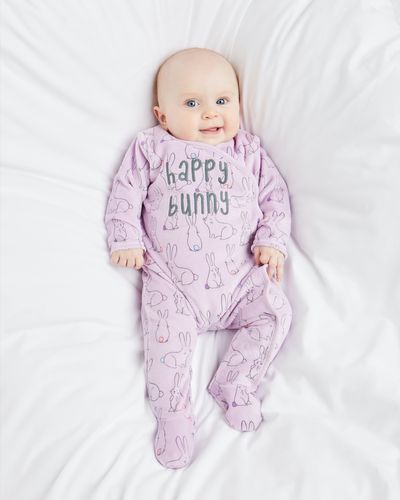 Bunny Velour Sleepsuit, Newborn-12 months thumbnail