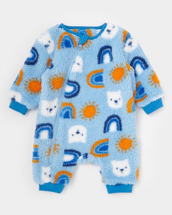 Dunnes Stores | Blue Footless Fleece Polar Bear Print Sleepsuit (0-23 ...
