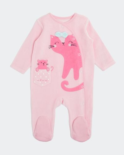 Cotton Rich Kitten Velour Sleepsuit (Newborn-12 Months)
