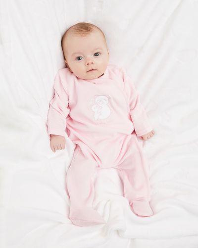 Pink Bear Velour Sleepsuit (Newborn-12 Months)