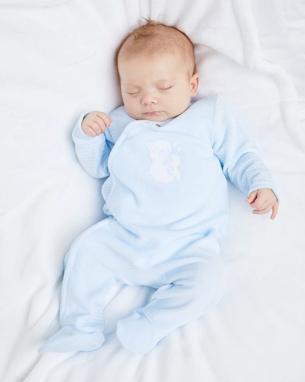 Blue Velour Bear Sleepsuit (Newborn-12 Months)