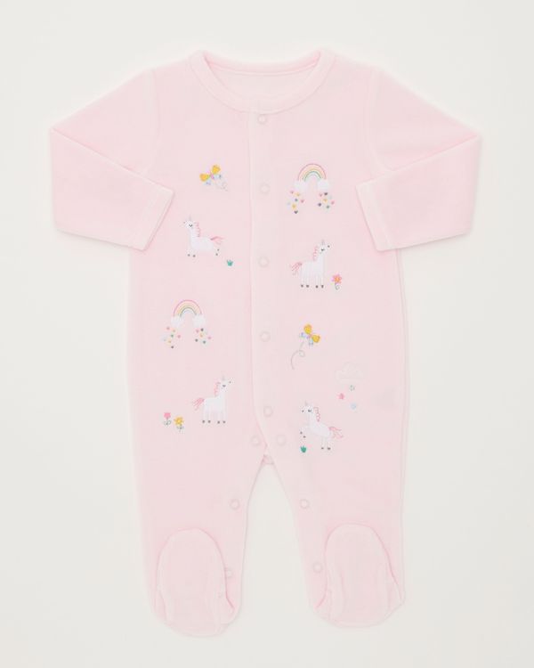 Unicorn Velour Sleepsuit (Newborn-12 months)